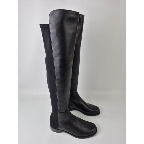 Stuart Weitzman Women's Black 50/50 5050 Leather Over-the-Knee Boots Size 5